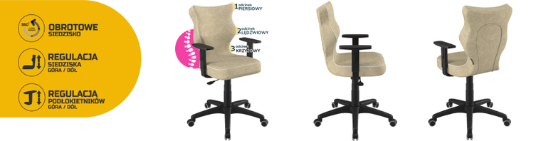 Entelo, Duo, krzesło młodzieżowe z podłokietnikami, wzrost 146-176,5 cm, beżowe