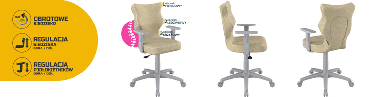 Entelo, Duo, krzesło młodzieżowe z podłokietnikami, wzrost 146-176,5 cm, beżowe