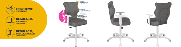 Entelo, Duo, krzesło młodzieżowe z podłokietnikami, wzrost 146-176,5 cm, ciemno szare