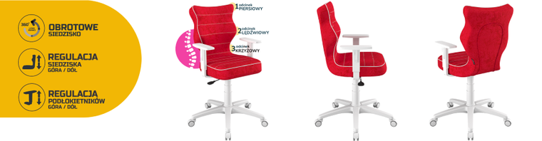 Entelo, Duo, krzesło młodzieżowe z podłokietnikami, wzrost 146-176,5 cm, czerwone