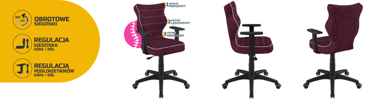 Entelo, Duo, krzesło młodzieżowe z podłokietnikami, wzrost 146-176,5 cm, fioletowe