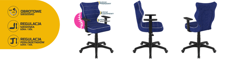 Entelo, Duo, krzesło młodzieżowe z podłokietnikami, wzrost 146-176,5 cm, niebieskie