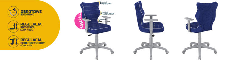 Entelo, Duo, krzesło młodzieżowe z podłokietnikami, wzrost 146-176,5 cm, niebieskie