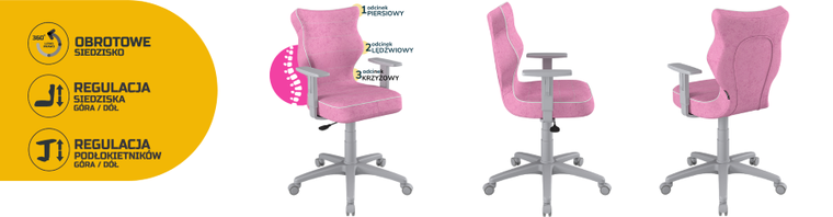 Entelo, Duo, krzesło młodzieżowe z podłokietnikami, wzrost 146-176,5 cm, różowe