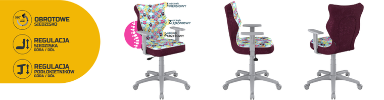 Entelo, Duo, krzesło młodzieżowe z podłokietnikami, wzrost 146-176,5 cm, sowy