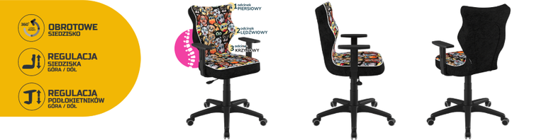 Entelo, Duo, krzesło młodzieżowe z podłokietnikami, wzrost 146-176,5 cm, zwierzaki