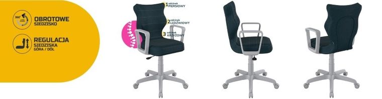 Entelo, Norm, krzesło biurowe z podłokietnikami, wzrost 159-188 cm, granatowe