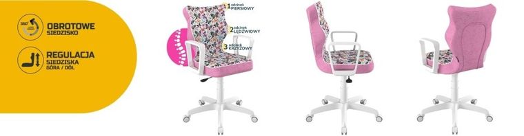 Entelo, Norm, krzesło biurowe z podłokietnikami, wzrost 159-188 cm, motylki