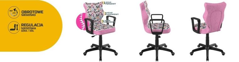 Entelo, Norm, krzesło biurowe z podłokietnikami, wzrost 159-188 cm, motylki