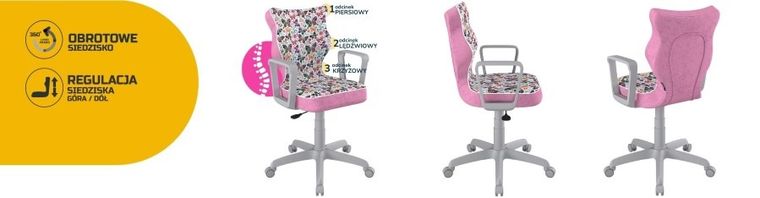 Entelo, Norm, krzesło biurowe z podłokietnikami, wzrost 159-188 cm, motylki