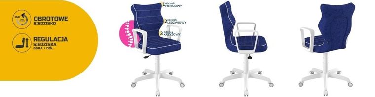 Entelo, Norm, krzesło biurowe z podłokietnikami, wzrost 159-188 cm, niebieskie