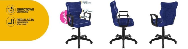 Entelo, Norm, krzesło biurowe z podłokietnikami, wzrost 159-188 cm, niebieskie