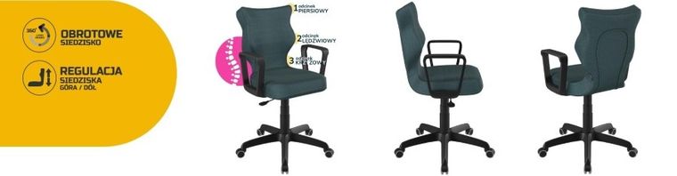 Entelo, Norm, krzesło biurowe z podłokietnikami, wzrost 159-188 cm, niebieskie