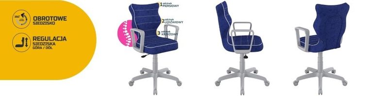 Entelo, Norm, krzesło biurowe z podłokietnikami, wzrost 159-188 cm, niebieskie