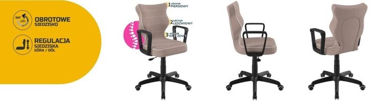 Entelo, Norm, krzesło biurowe z podłokietnikami, wzrost 159-188 cm, różowe