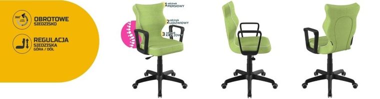 Entelo, Norm, krzesło biurowe z podłokietnikami, wzrost 159-188 cm, zielone