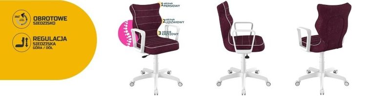 Entelo, Norm, krzesło młodzieżowe z podłokietnikami, wzrost 146-176,5 cm, fioletowe