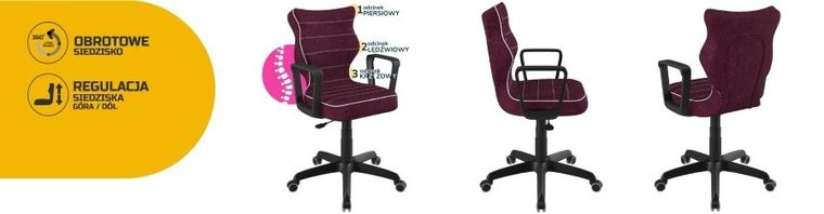 Entelo, Norm, krzesło młodzieżowe z podłokietnikami, wzrost 146-176,5 cm, fioletowe