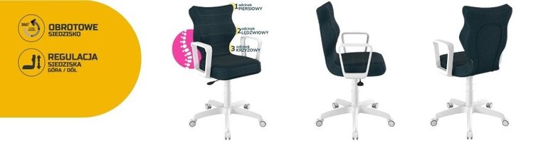 Entelo, Norm, krzesło młodzieżowe z podłokietnikami, wzrost 146-176,5 cm, granatowe