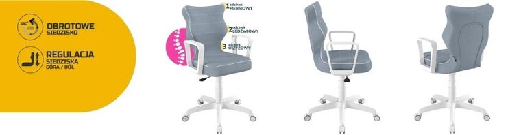 Entelo, Norm, krzesło młodzieżowe z podłokietnikami, wzrost 146-176,5 cm, niebieskie