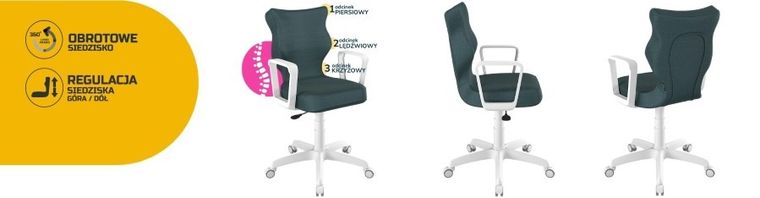 Entelo, Norm, krzesło młodzieżowe z podłokietnikami, wzrost 146-176,5 cm, niebieskie