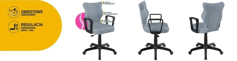 Entelo, Norm, krzesło młodzieżowe z podłokietnikami, wzrost 146-176,5 cm, niebieskie