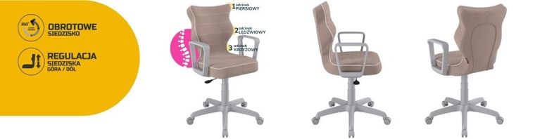 Entelo, Norm, krzesło młodzieżowe z podłokietnikami, wzrost 146-176,5 cm, różowe