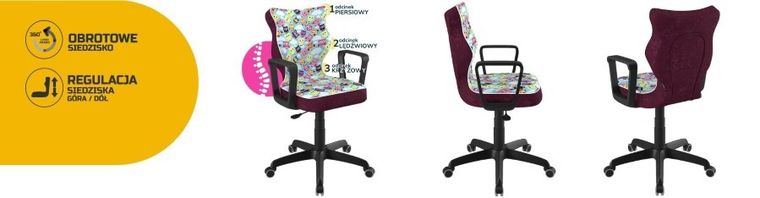 Entelo, Norm, krzesło młodzieżowe z podłokietnikami, wzrost 146-176,5 cm, sowy