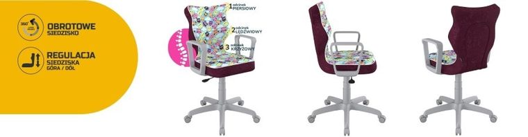 Entelo, Norm, krzesło młodzieżowe z podłokietnikami, wzrost 146-176,5 cm, sowy