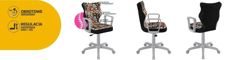 Entelo, Norm, krzesło młodzieżowe z podłokietnikami, wzrost 146-176,5 cm, zwierzaki