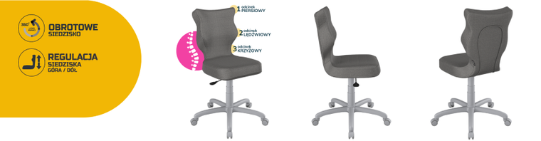 Entelo, Petit, krzesło biurowe, wzrost 159-188 cm, ciemno szare