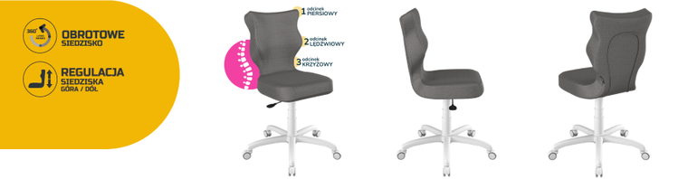 Entelo, Petit, krzesło biurowe, wzrost 159-188 cm, ciemno szare