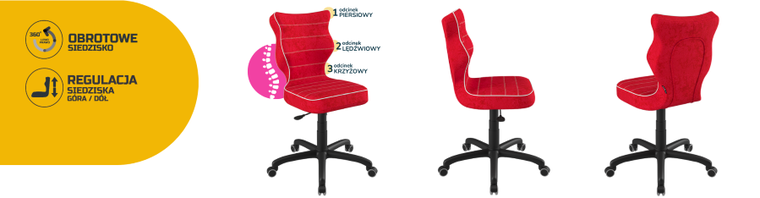 Entelo, Petit, krzesło biurowe, wzrost 159-188 cm, czerwone