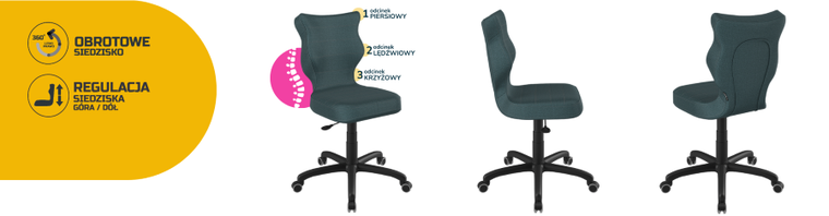 Entelo, Petit, krzesło biurowe, wzrost 159-188 cm, niebieskie