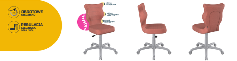 Entelo, Petit, krzesło biurowe, wzrost 159-188 cm, różowe