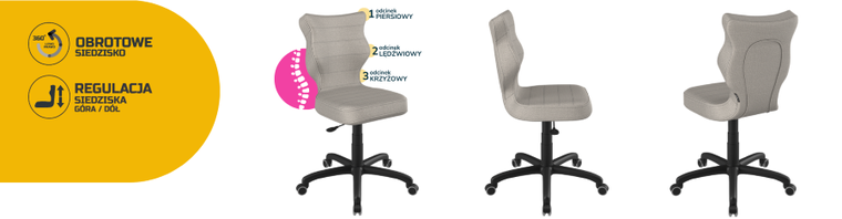 Entelo, Petit, krzesło biurowe, wzrost 159-188 cm, szare