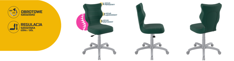 Entelo, Petit, krzesło biurowe, wzrost 159-188 cm, zielone