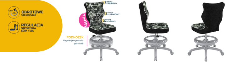 Entelo, Petit, krzesło biurowe z podnóżkiem, wzrost 159-188 cm, moro