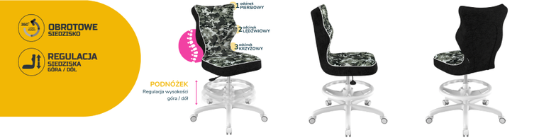 Entelo, Petit, krzesło biurowe z podnóżkiem, wzrost 159-188 cm, moro