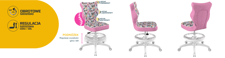 Entelo, Petit, krzesło biurowe z podnóżkiem, wzrost 159-188 cm, motylki