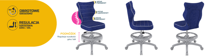 Entelo, Petit, krzesło biurowe z podnóżkiem, wzrost 159-188 cm, niebieskie