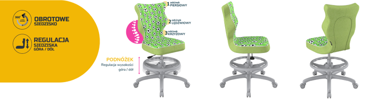 Entelo, Petit, krzesło biurowe z podnóżkiem, wzrost 159-188 cm, piłki