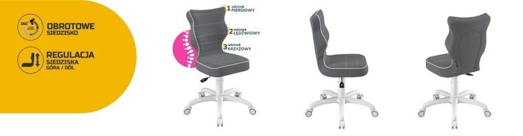 Entelo, Petit, krzesło dziecięce, wzrost 119-142 cm, ciemno szare