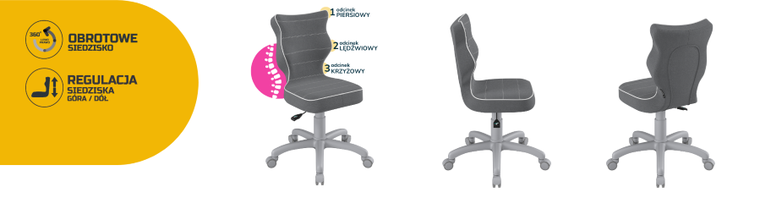 Entelo, Petit, krzesło dziecięce, wzrost 119-142 cm, ciemno szare