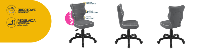 Entelo, Petit, krzesło dziecięce, wzrost 133-159 cm, ciemno szare