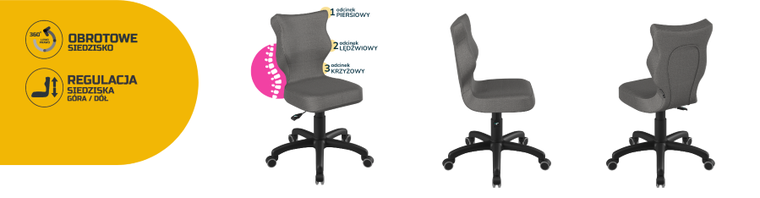 Entelo, Petit, krzesło dziecięce, wzrost 133-159 cm, ciemno szare