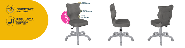 Entelo, Petit, krzesło dziecięce, wzrost 133-159 cm, ciemno szare