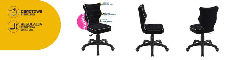 Entelo, Petit, krzesło dziecięce, wzrost 133-159 cm, czarne