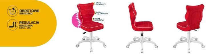 Entelo, Petit, krzesło dziecięce, wzrost 133-159 cm, czerwone