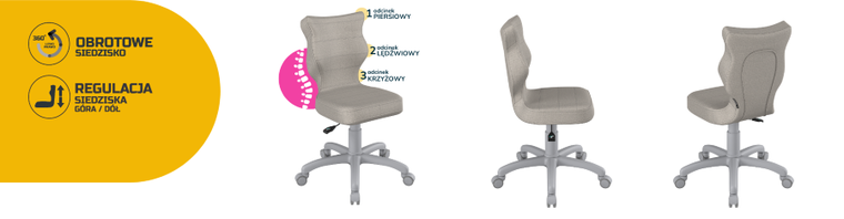 Entelo, Petit, krzesło dziecięce, wzrost 133-159 cm, szare